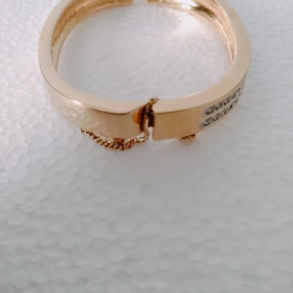 Swarovski Hinged Bangle Bracelet Gold Plated Channel Set White Crystals - Picture 3 of 12